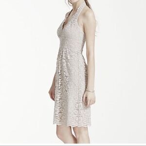 David’s Bridal Lace Halter Dress. Tan Colored. Great Condition!! Size 2.